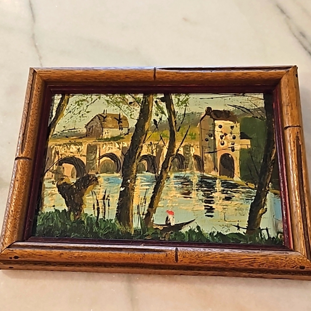 LENWILE ARDALT OIL PAINTING MANTES - LA - JOLIE BRIDGE SCENE